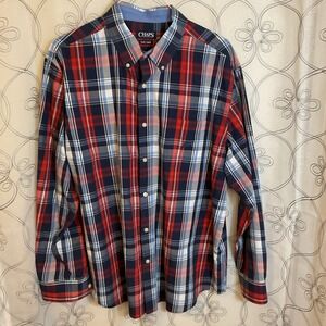 Men's Chaps Red/White/Blue Plaid Long Sleeve Button Up Size XXL